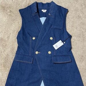 Jason Wu Blue Denim Vest with Gold Buttons